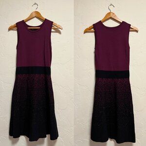 Ann Taylor Petite Knit Plum and Black Dress